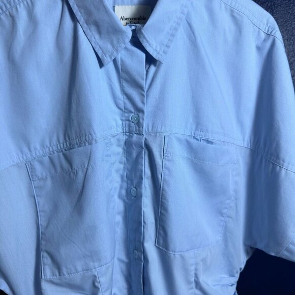 Abercrombie & Fitch Women's Button Shirt Dress blue Plain Turn-down collar - Picture 9 of 12